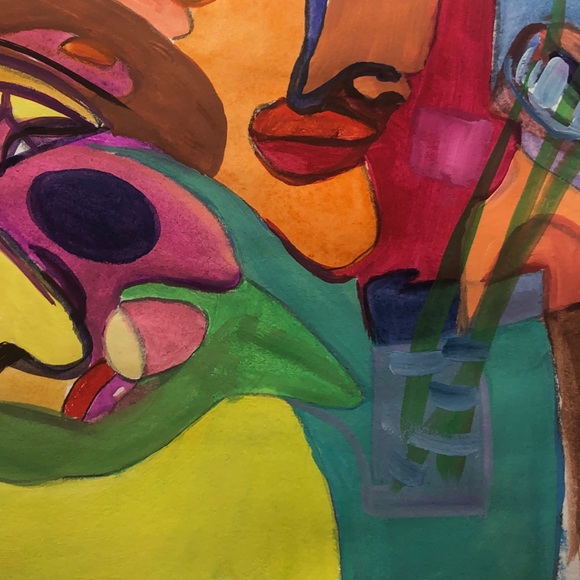 “Sam & Sons” original acrylic painting on paper one-of-a-kind artwork signed - Picture 4 of 5